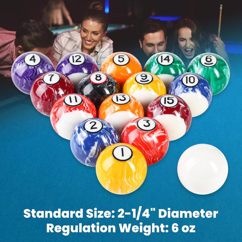 JOLORLY Pool Balls Billiard Set – 2-1/4" Regulation Size, 6 oz Professional Weight, AAA Grade Pure Resin, Pool Table Balls for Tournament, Bar, Game Room & Gifts - Image 3